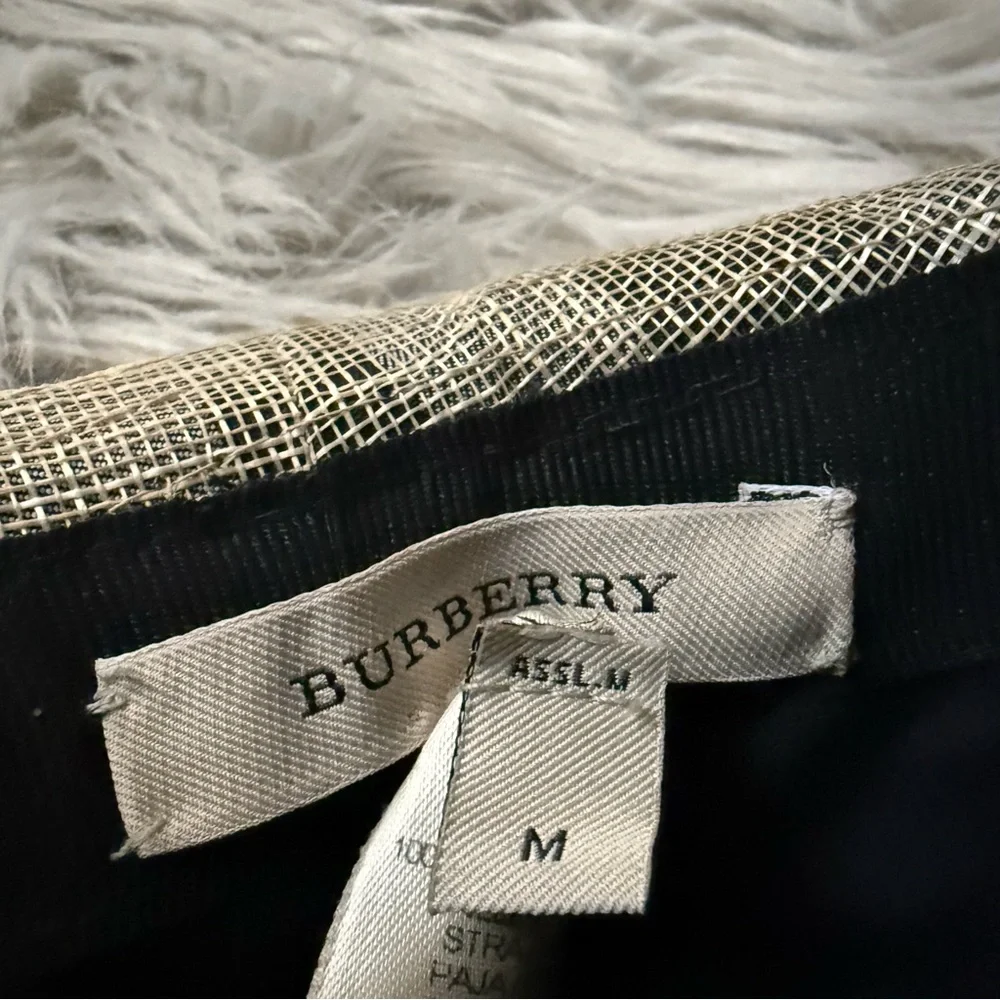 BURBERRY Houseferry Check Straw Fedora Hat London Size M